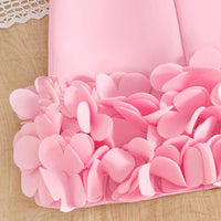 Girls Pink Solid A-line Party Dress With Flower Appliques Party Dresses