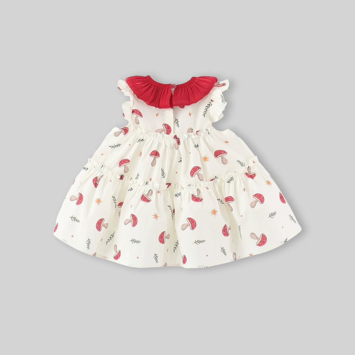 Girls Off White Mushroom Print Fit & Flare Casual Dress Casual Dresses
