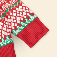 Boys Red Self-Design Christmas Jacquard Knit Sweater Sweaters & Cardigans
