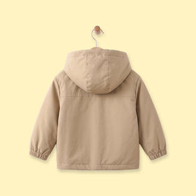 Boys Light Brown Hooded Zip-up Jacket Coats & Jackets