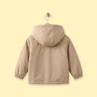 Boys Light Brown Hooded Zip-up Jacket Coats & Jackets