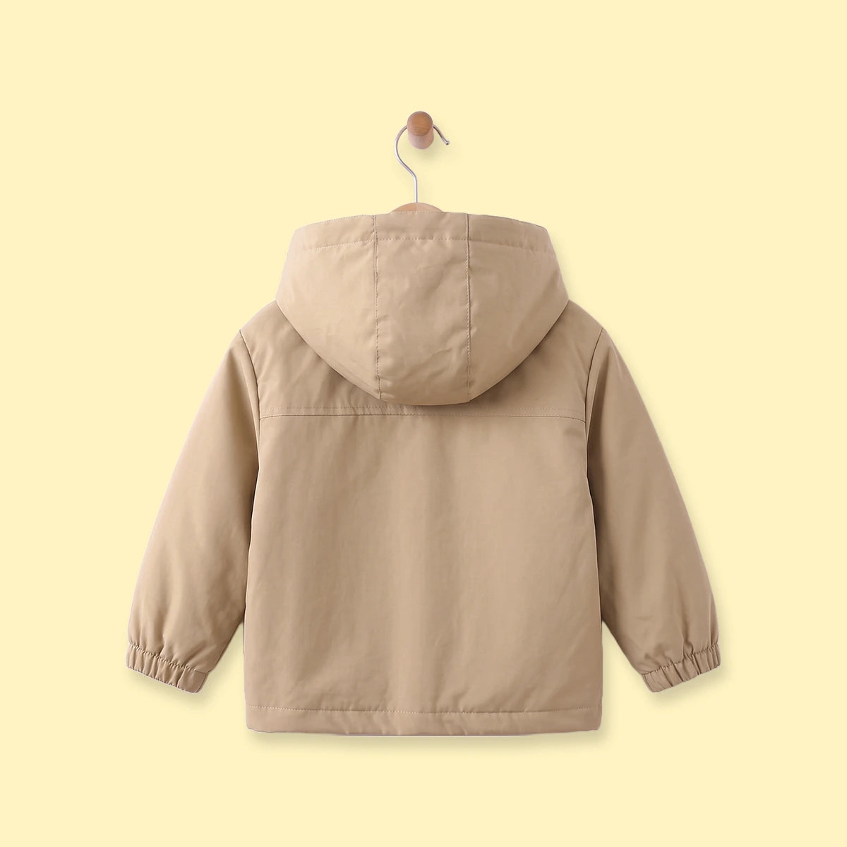 Boys Light Brown Hooded Zip-up Jacket Coats & Jackets