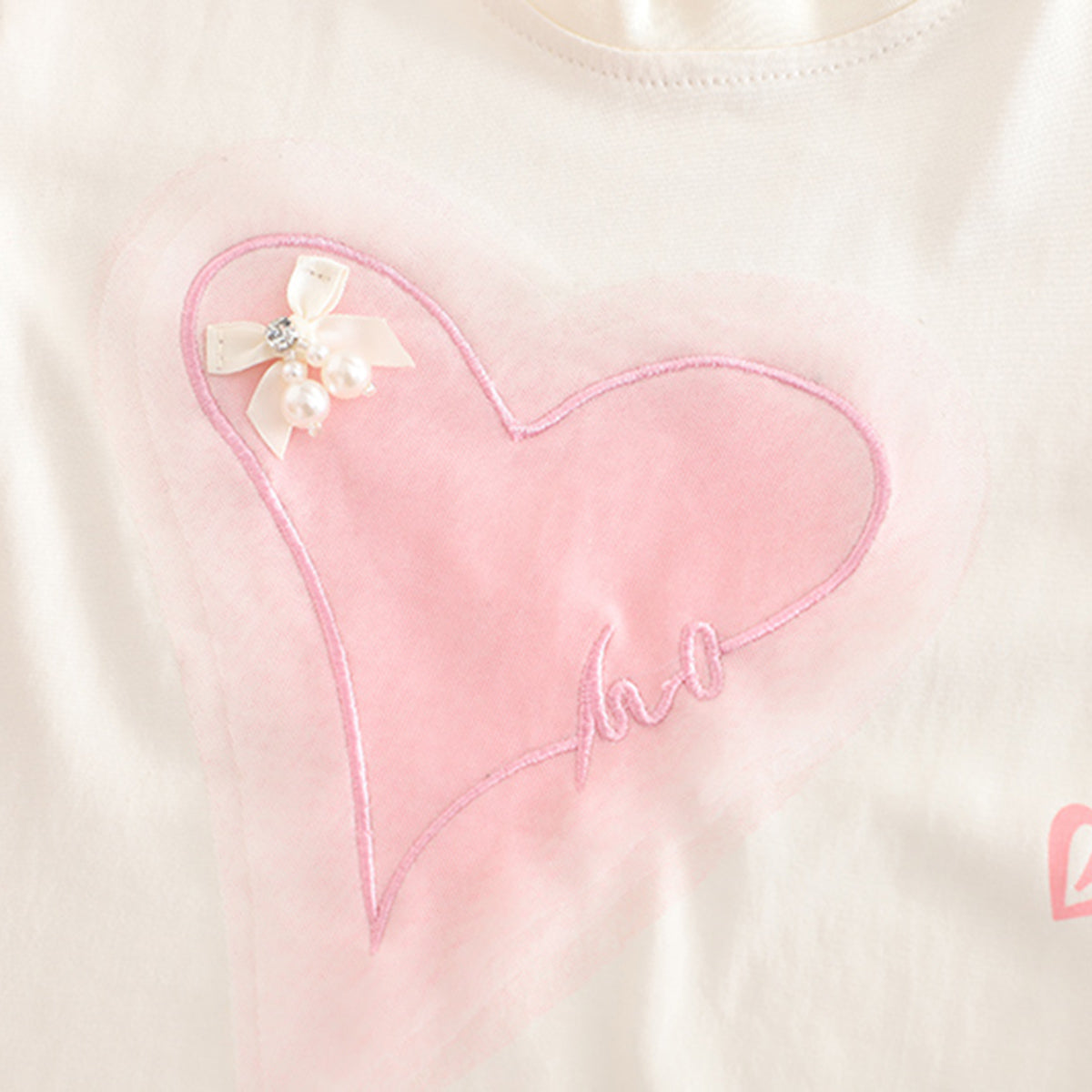 Girls Heart Printed Short Sleeves T-Shirt With Flared Pink Shorts Set 2 pc. Sets
