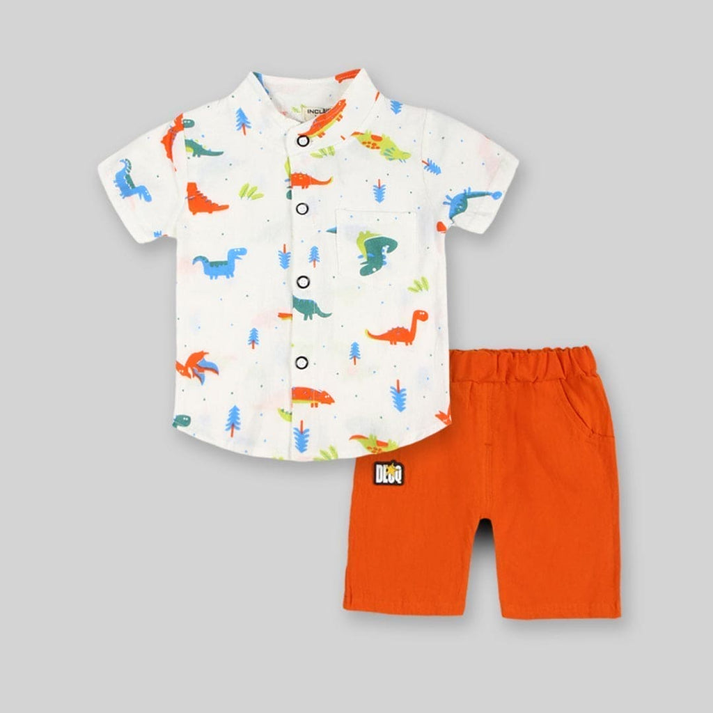 Boys White 2 Piece Set with Dinosaur Print (Copy) Sets White 1-2 Y