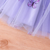 Girls Purple Long Sleeve Jacket With Camisole Top And Butterfly Embroidered Skirt Set 3 pc. Sets