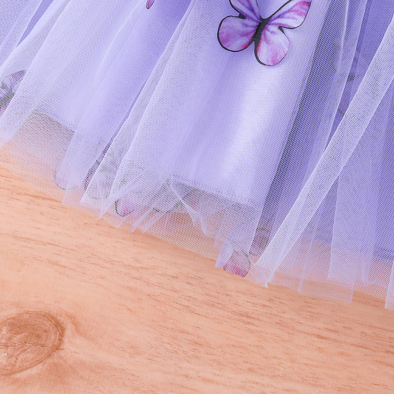 Girls Purple Long Sleeve Jacket With Camisole Top And Butterfly Embroidered Skirt Set 3 pc. Sets