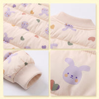 Girls Cream Heart Print Long Sleeve Quilted Jacket Coats & Jackets