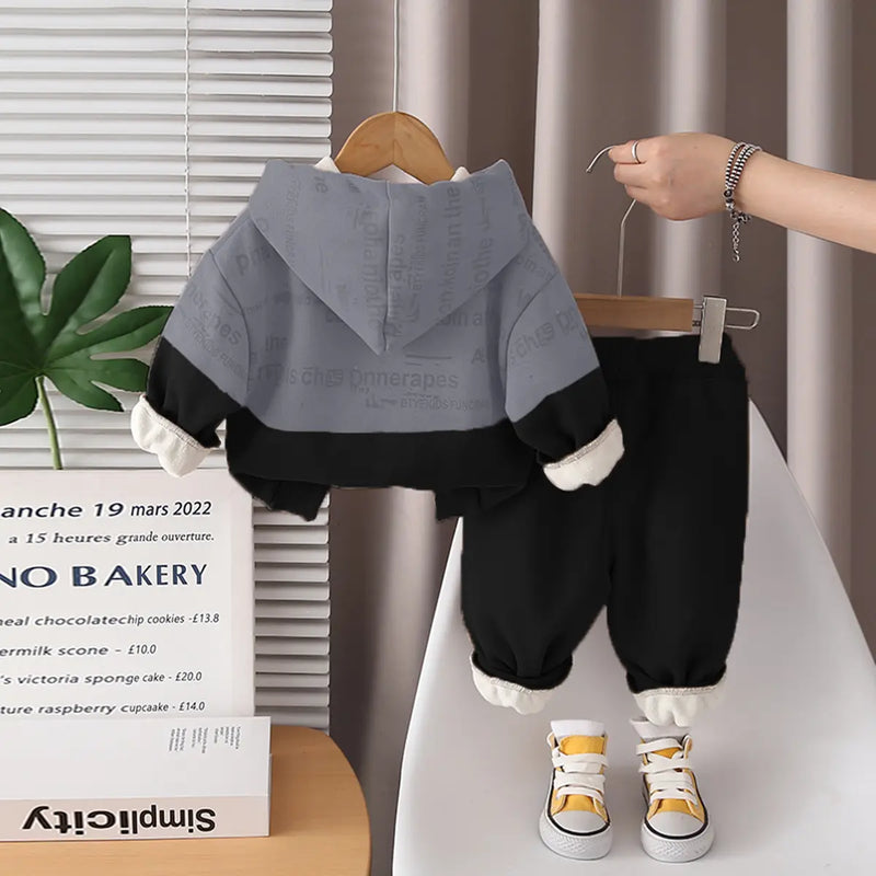 Boys Black Ombre Printed Hoodie With Jogger Sets Sets