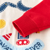 Boys Multicolor Sweater With Self-Design Excavator Theme Sweaters & Cardigans