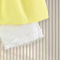 Girls Yellow Flower Applique Top With Shorts Sets Sets