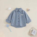 Boys Blue Checked Long Sleeve Shirt