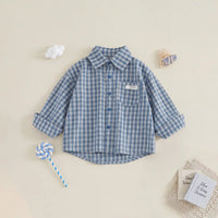 Boys Blue Checked Long Sleeve Shirt Shirts Blue 1-2 Y