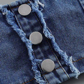 Girls White Heart Printed Shirt Dress With Denim Sleeveless Vest Casual Dresses