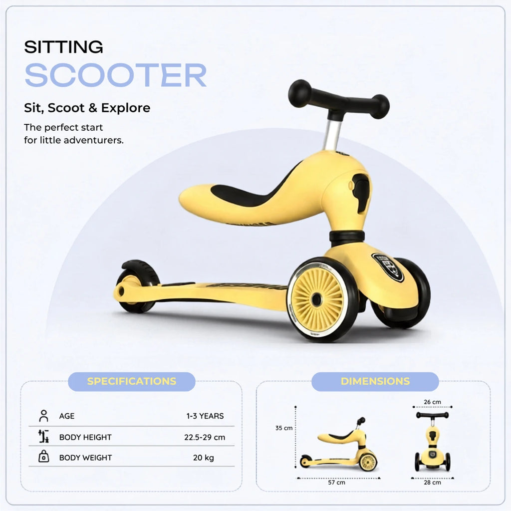 Scoot & Ride-2-in-1 Sit & Ride Kids Scooter with Adjustable Seat, Lemon, Ages 1-5 Years Trending Accessories