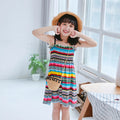 Girls Multicolor Stripes A-line Dress With Smocking Details Casual Dresses Multicolor 1-2 Y