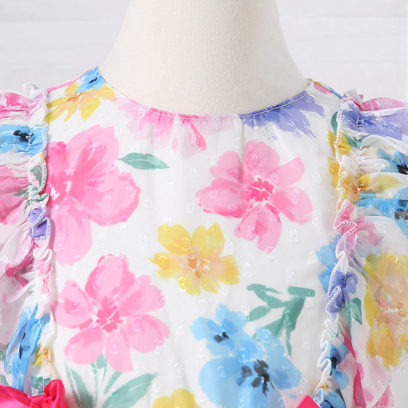 Girls Multicolor Floral Print Fit & Flare Dress Casual Dresses