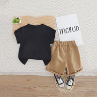 Boys Black Star Fish Graphic Short Sleeves T- Shirt With Shorts Set 2 pc. Sets