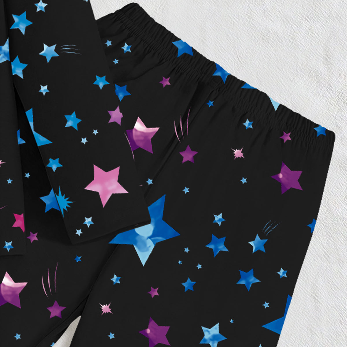 Girls Black Mermaid Printed Glow in the Dark T-Shirt With Pajama Winter Set 2 pc. Sets