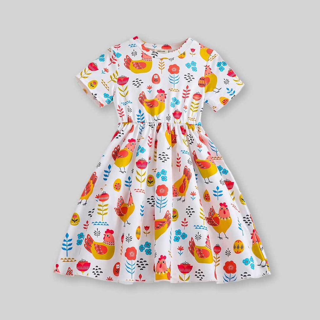 Girls Graphic Print Fit & Flare Dress