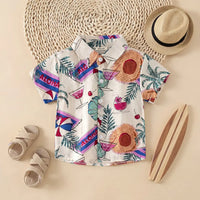Boys Apricot Tropical Printed Short Sleeves Shirt Shirts Apricot 1-2 Y