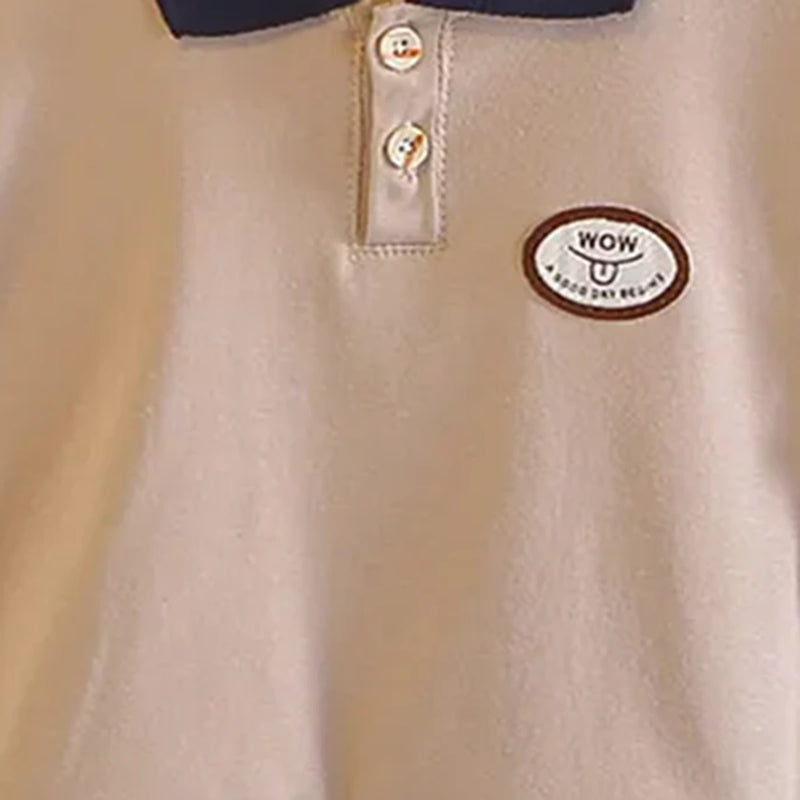 Boys Beige Sleeveless Polo-T-Shirt With Cargo Shorts Sets Sets