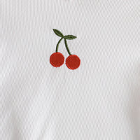 Girls Red Cherry Embroidered Short Sleeve Top With Checked Pants Sets 2 pc. Sets