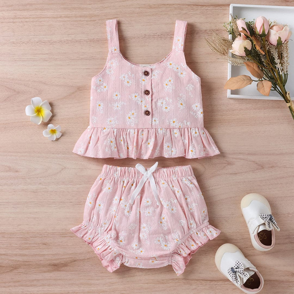 Girls Floral Printed Camisole Top With Shorts