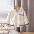Boys Beige Typographic Printed Hooded Zipper Jacket Coats & Jackets Beige 1-2 Y