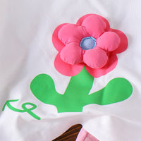 Girls White Floral Applique Short Sleeve T-Shirt With Shorts Sets 2 pc. Sets