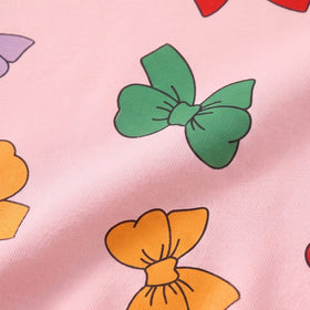 Girls Pink Bow Printed Sweatshirt & Joggers Co-ord Sets Sets