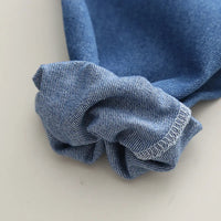Boys Blue Half Zipper Denim Jacket With Jogger Co-ord Sets Sets