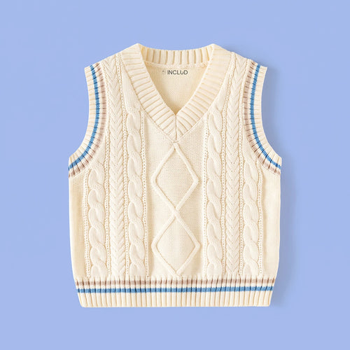 Boys Cream Sleeveless Cable Knit Sweater Vest Sweaters & Cardigans Cream 2-3 Y