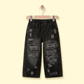 Girls Black Distressed Relaxed Fit Jeans Pants Black 3-4 Y