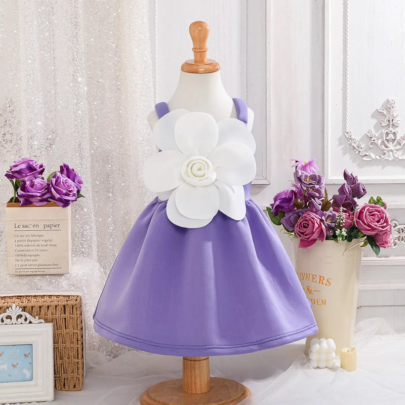 Girls Purple Floral Applique Fit & Flare Party Dresses Party Dresses Purple 2-3 Y