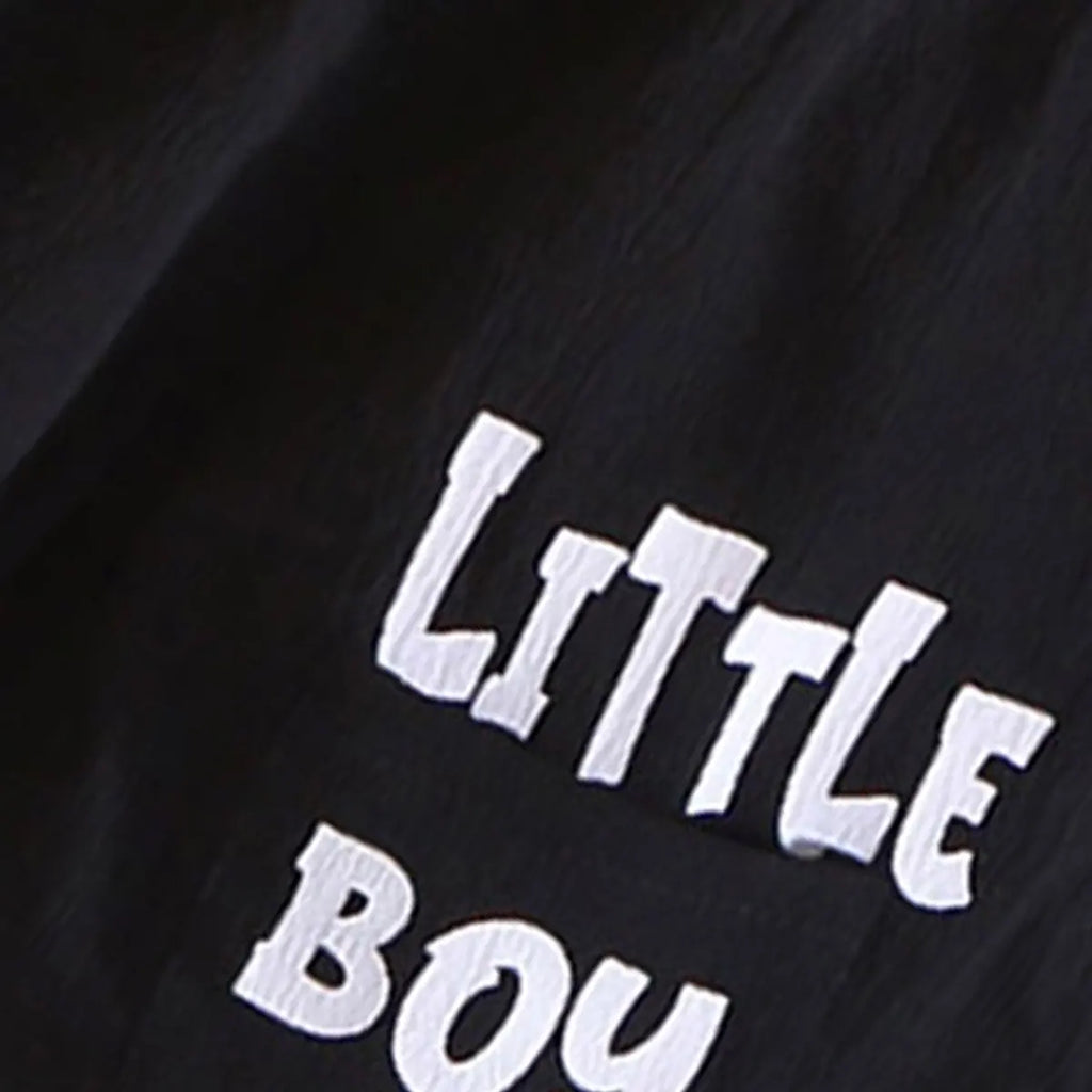 Boys Black Typographic Printed Oversized T-Shirt With Shorts Co-ord Sets Sets