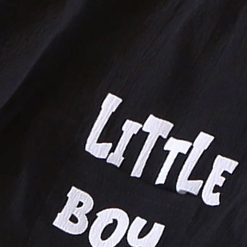 Boys Black Typographic Printed Oversized T-Shirt With Shorts Co-ord Sets Sets