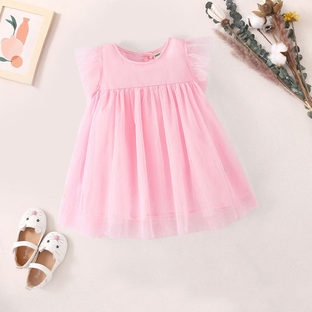 Girls Cap sleeve A-Line Dress Casual Dresses Pink 1-2 Y 