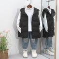 Girls Black Sleeveless Hooded Puffer Long Vest Coats & Jackets Black 4-5 Y