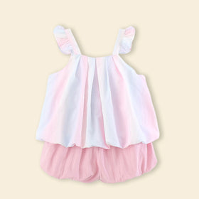 Girls Light Pink Candy Applique Top With Shorts Sets Sets