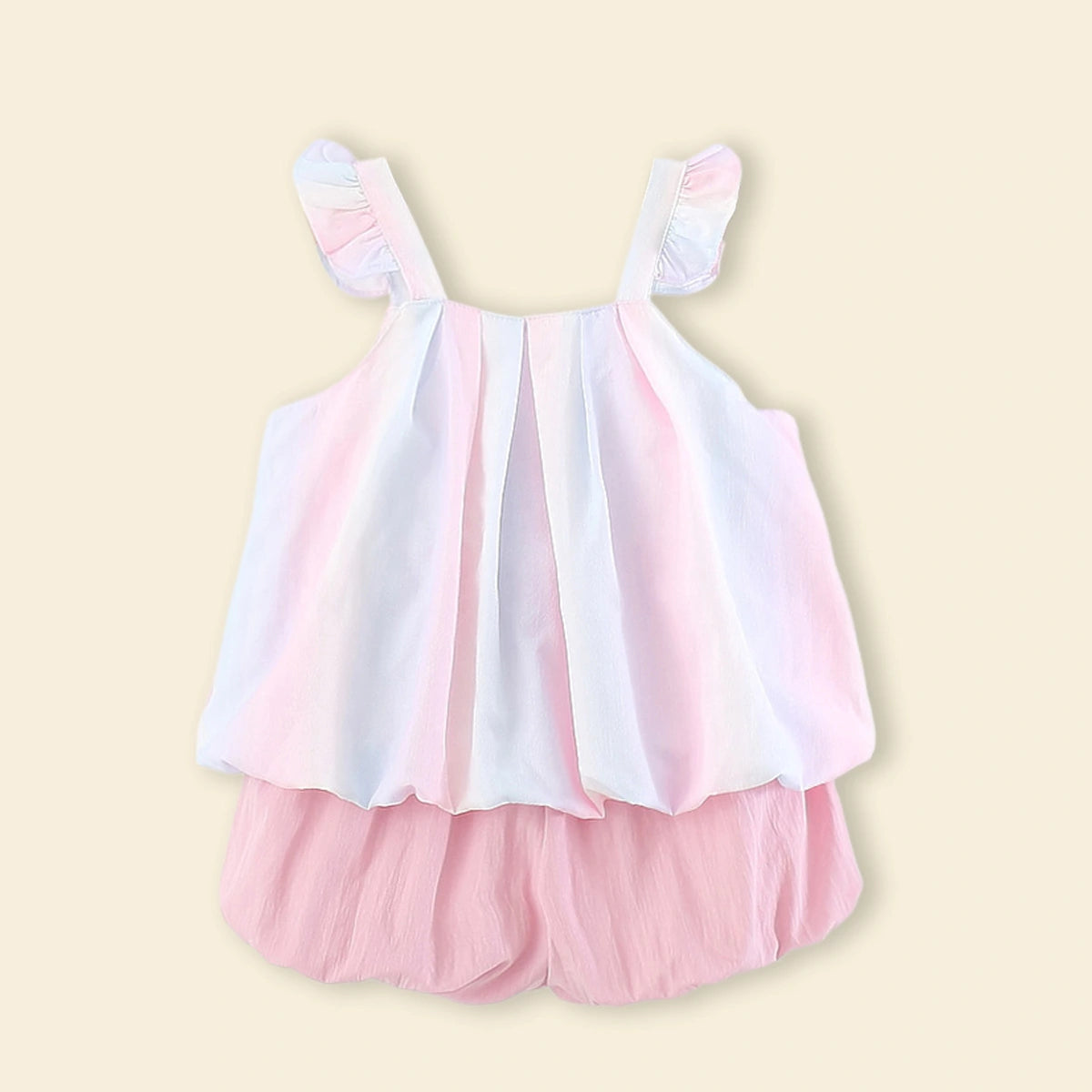 Girls Light Pink Candy Applique Top With Shorts Sets Sets