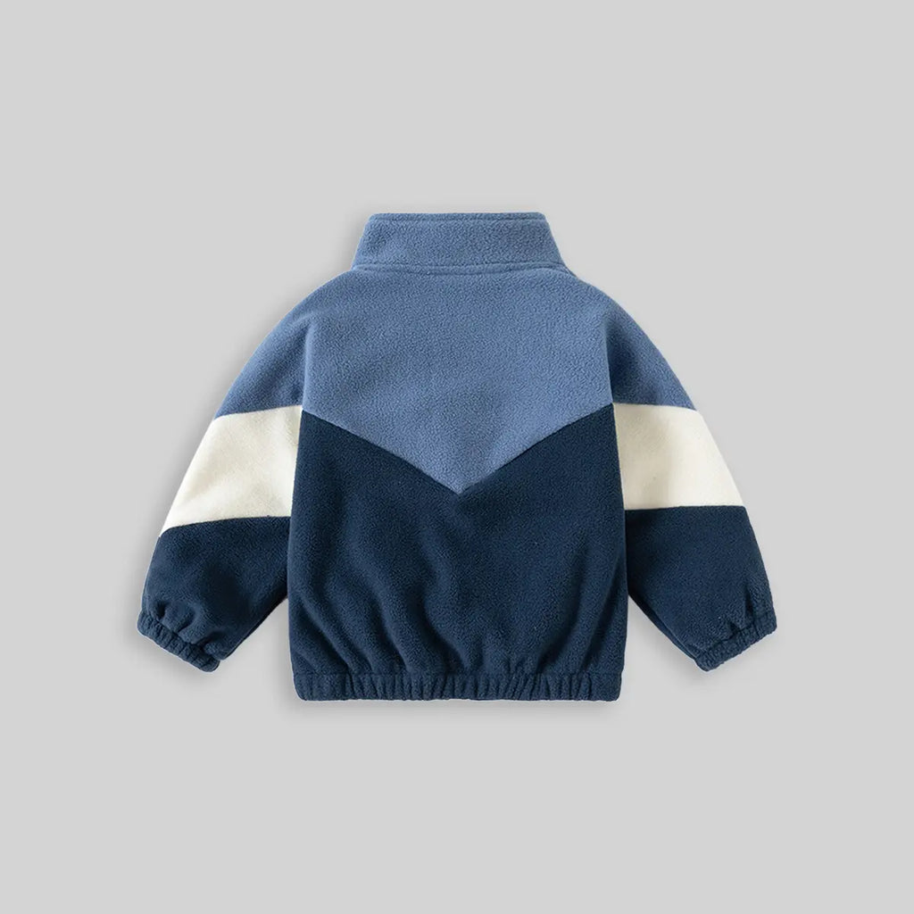 Boys Multicolor Colorblocked Fleece Zip-up Jacket Coats & Jackets