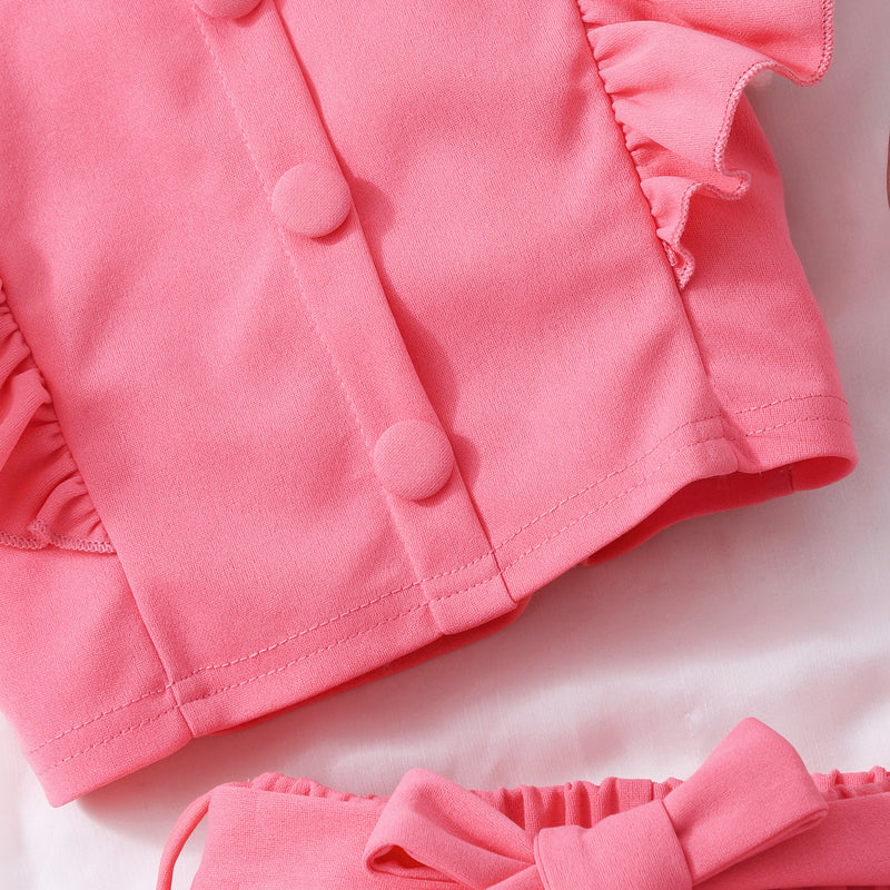 Girls Peach Short Sleeve Square Neck Top With Shorts Set 2 pc. Sets