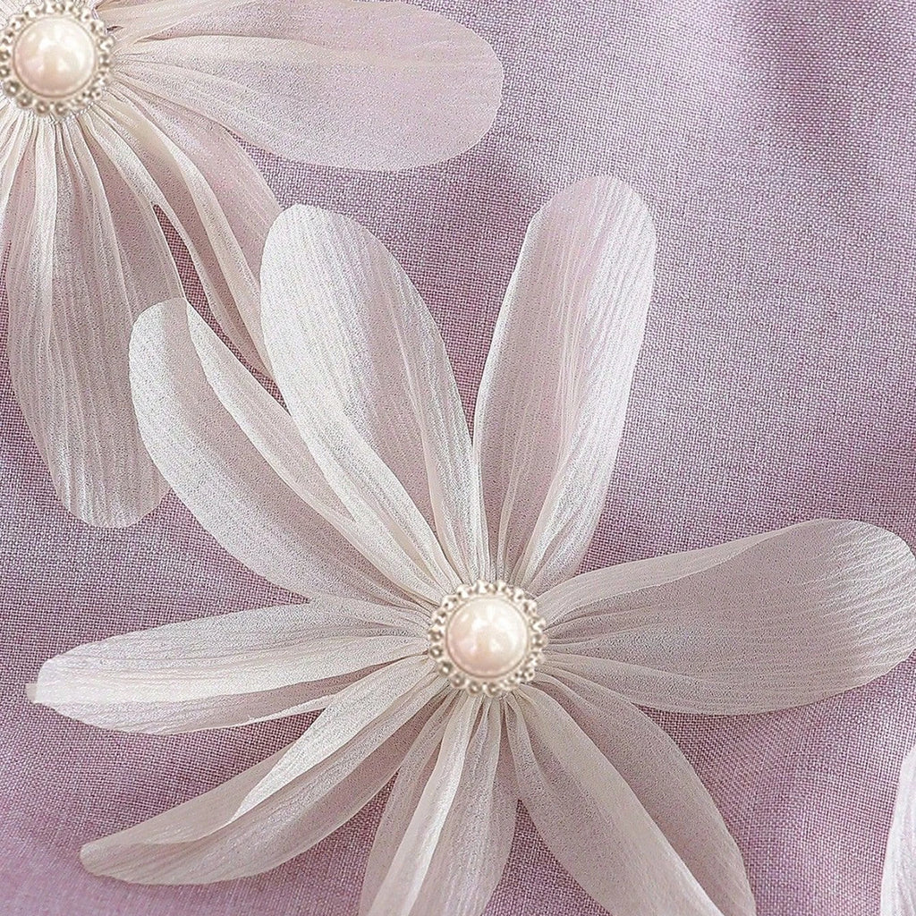 Girls Lavender Floral Applique Short Sleeve Top With Shorts Sets 2 pc. Sets