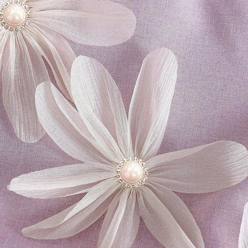 Girls Lavender Floral Applique Short Sleeve Top With Shorts Sets 2 pc. Sets