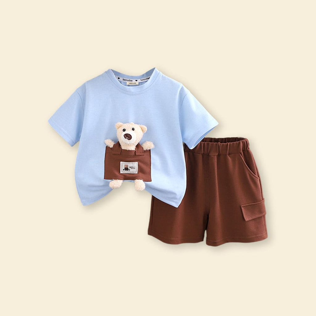 Boys 3D Teddy T-shirt with Shorts Set