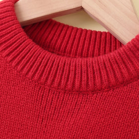 Girls Red Jacquard Long Sleeve Sweater Sweaters & Cardigans