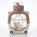 Kids Chocolate Brown Bear Cartoon Straw Water Bottle Trending Accessories Brown Onesize