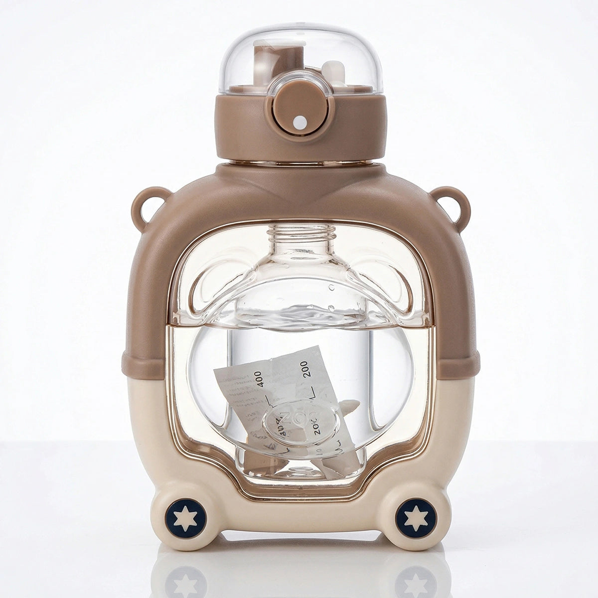 Kids Chocolate Brown Bear Cartoon Straw Water Bottle Trending Accessories Brown Onesize