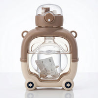 Kids Chocolate Brown Bear Cartoon Straw Water Bottle Trending Accessories Brown Onesize