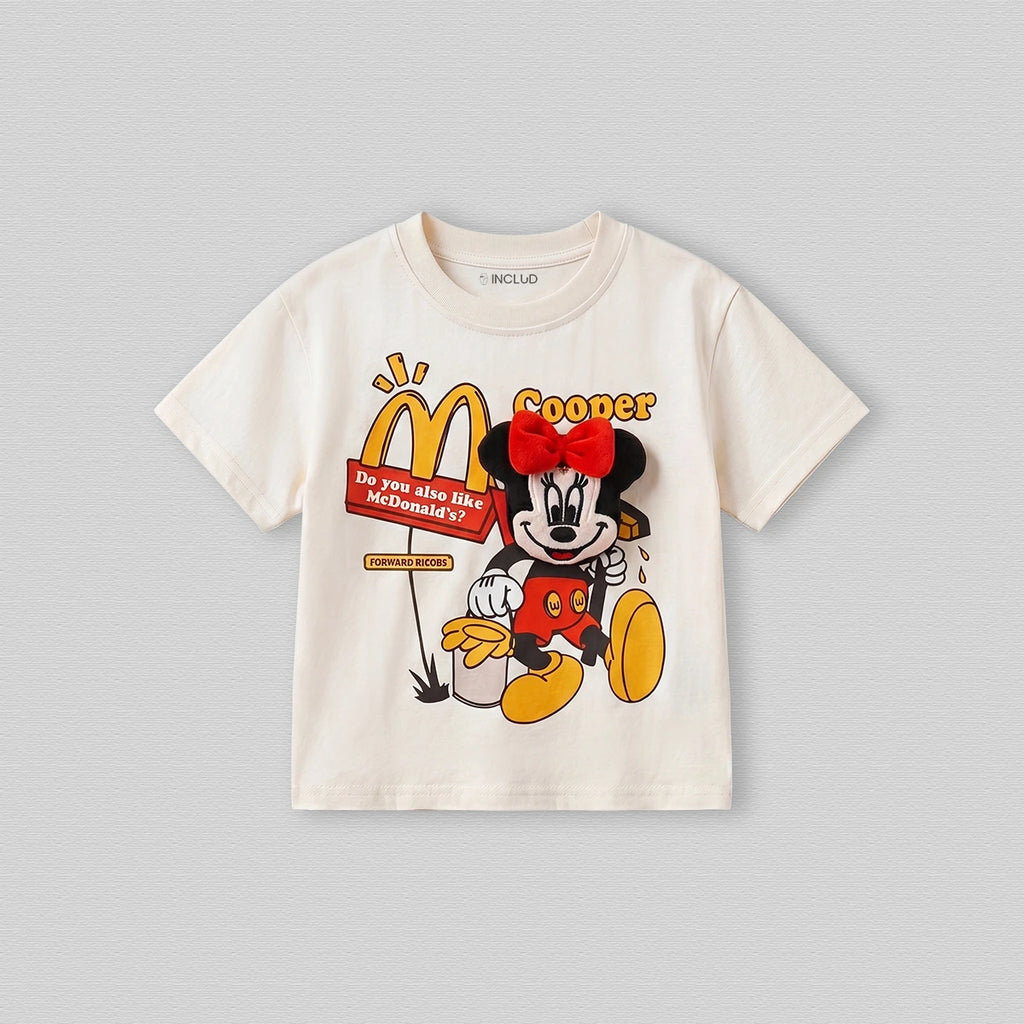 Boys Off White Mickey Mouse Print Short Sleeve T-Shirt Tshirts Off White 1-2 Y